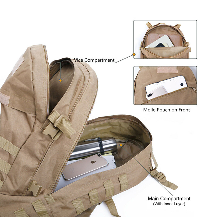 Tactical Military Day Pack Multi-Compartment Mushroom Hunting Molle Backpack