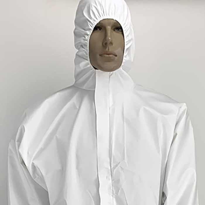 Disposable Isolation Coverall with hood Front Closeup