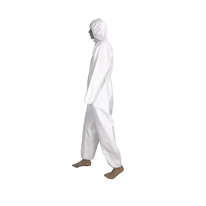 Disposable Isolation Coverall with hood Left Side View