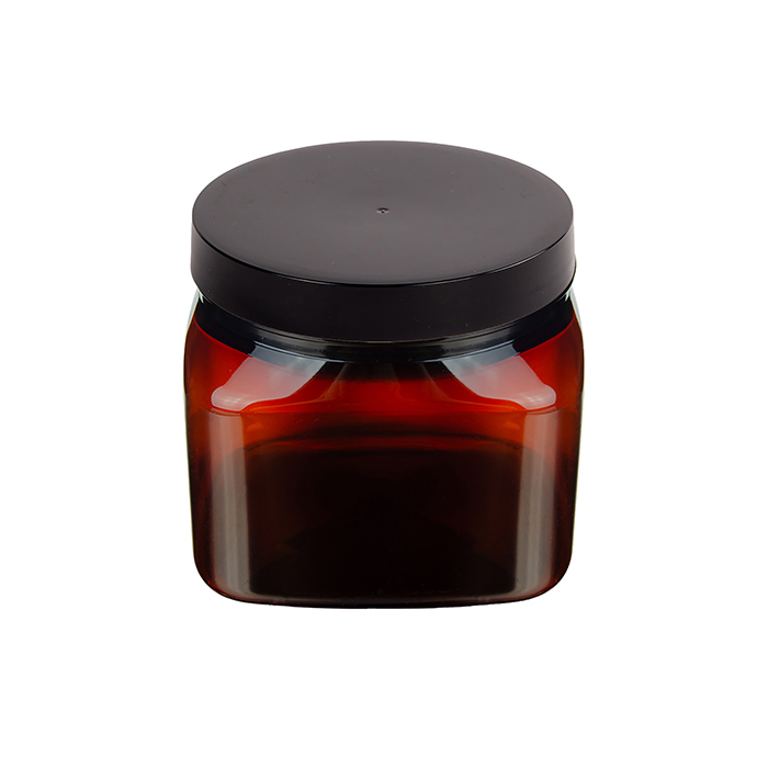16 oz Light Amber PET Firenze Square Jar with 89_400 LID 68930