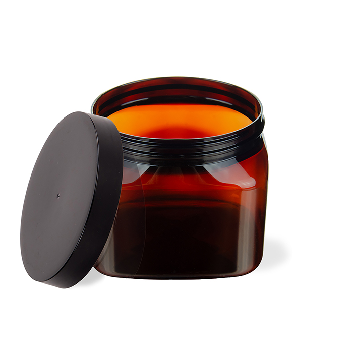 16 oz Light Amber PET Firenze Square Jar with 89_400 LID 68930_01