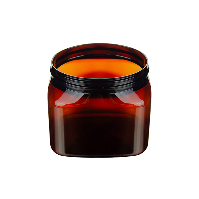 16 oz Light Amber PET Firenze Square Jar with 89_400 Neck 68930